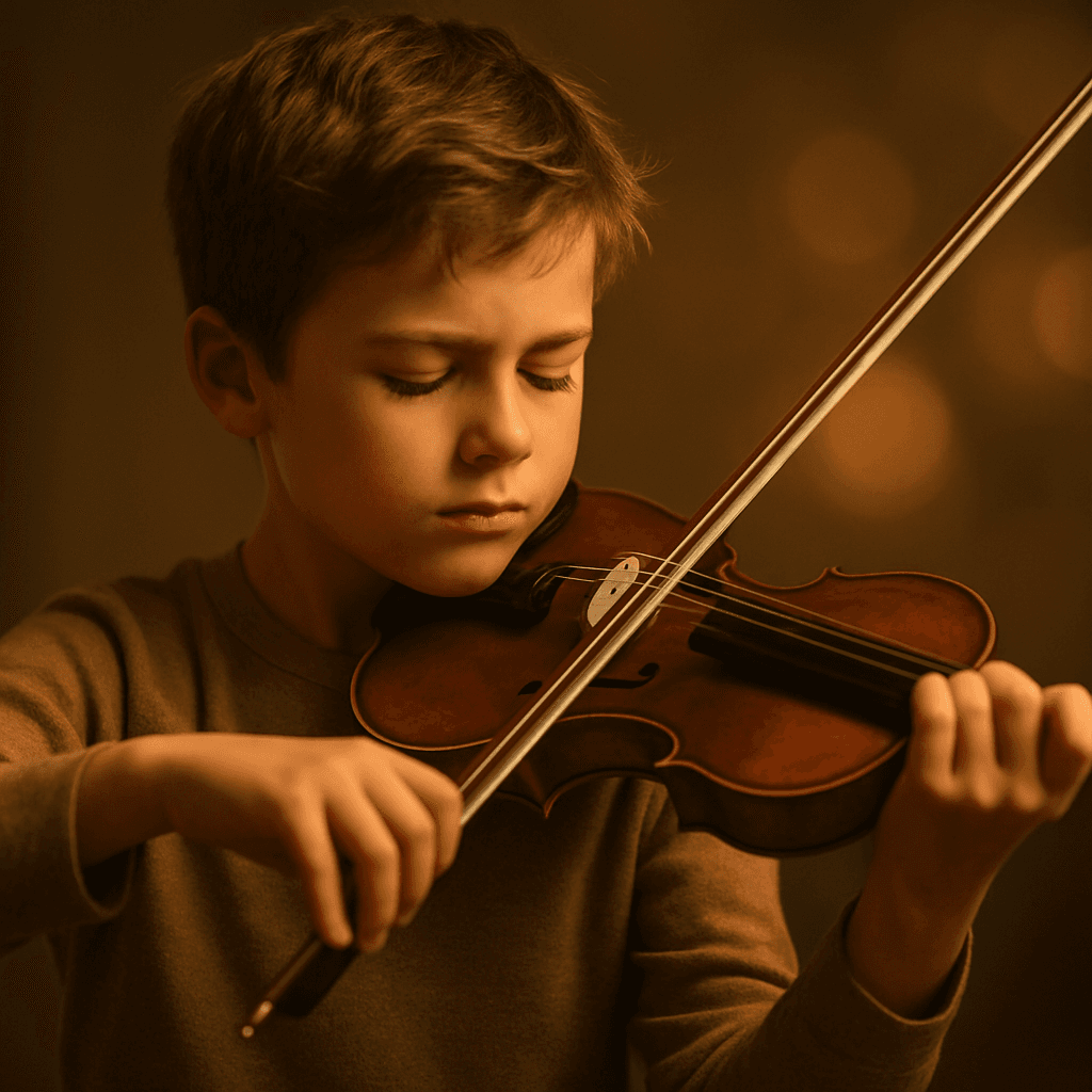 Young violinist practicing — Youth Talent music track