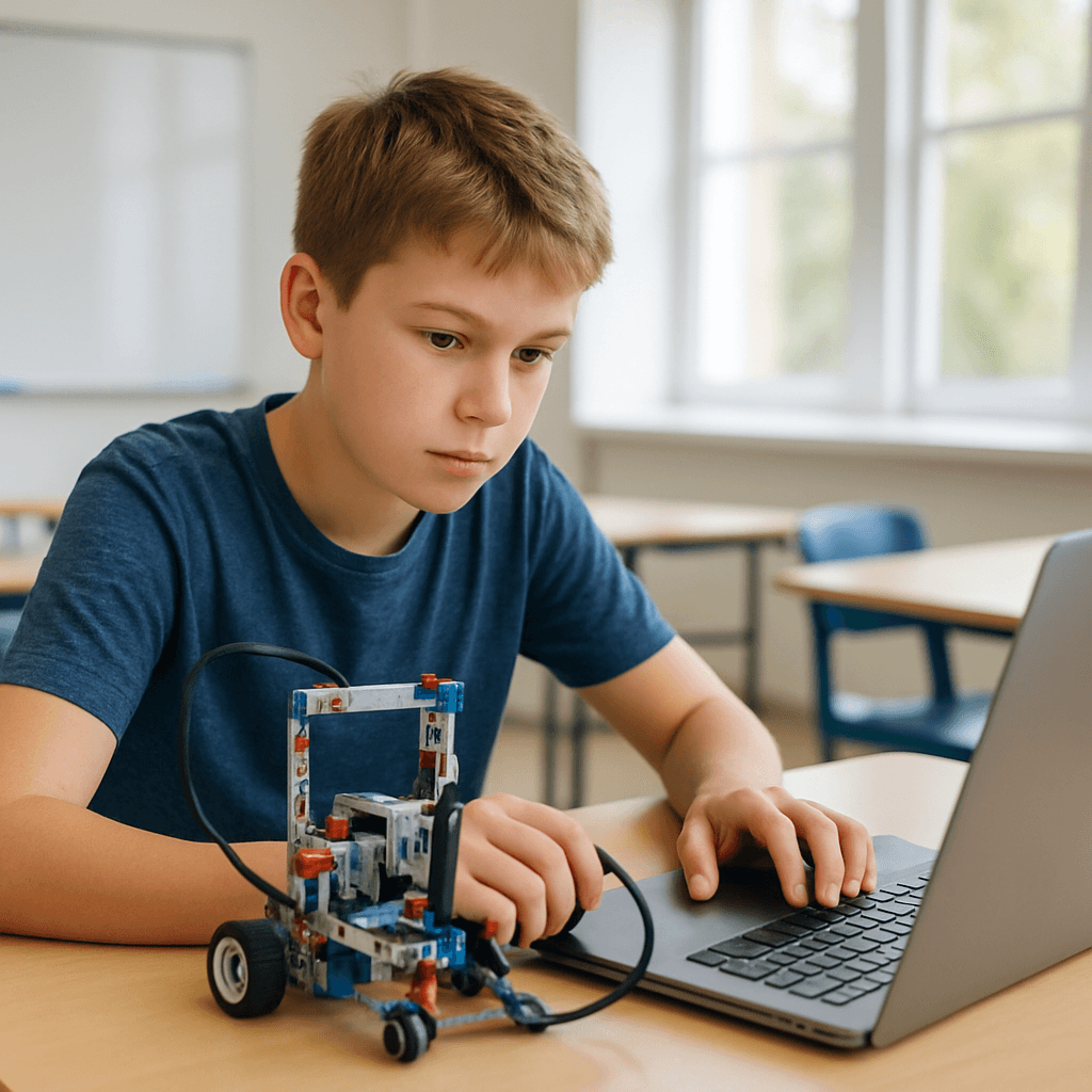 Student studying with engineering and STEM materials — Youth Talent academics track