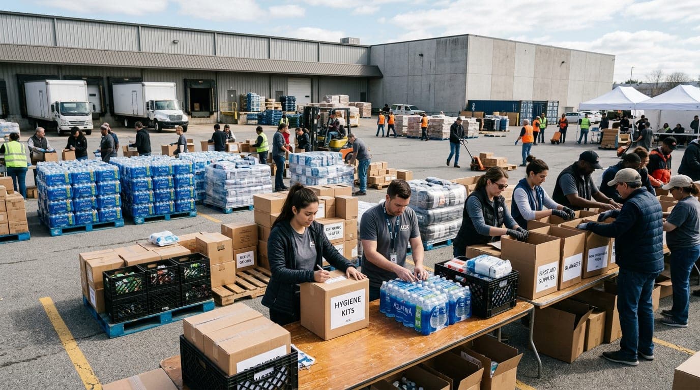 AOK emergency response team and community volunteers coordinating disaster relief